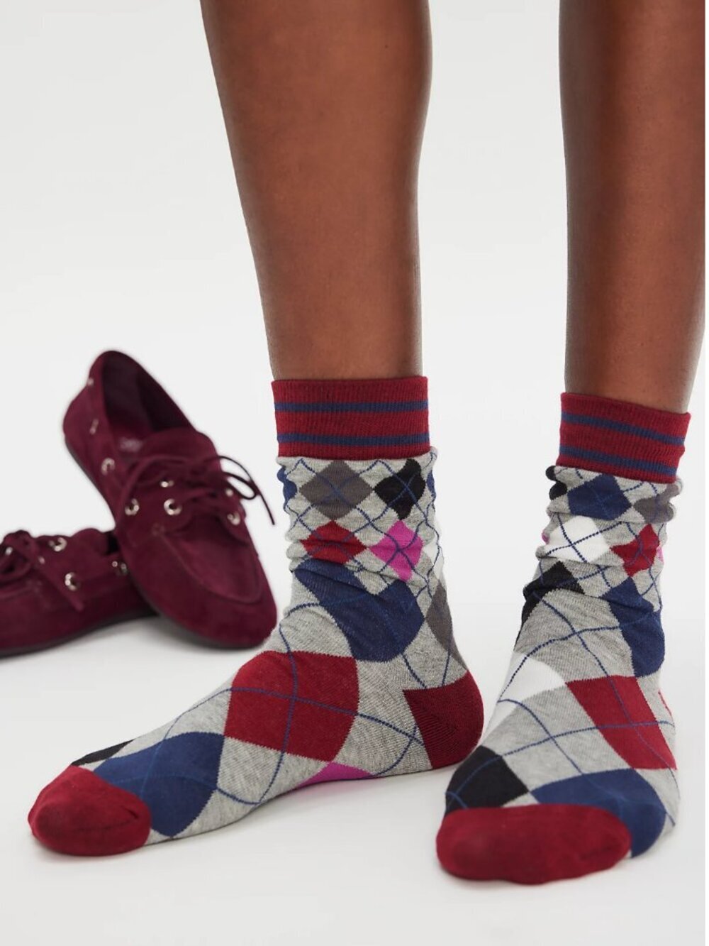 NWT Free People Argyle Socks in Grey Pattern